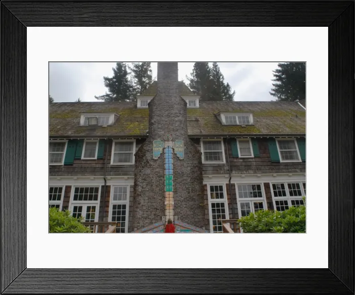 Framed Print : Child checking level of rain gauge at Lake Quinault Lodge