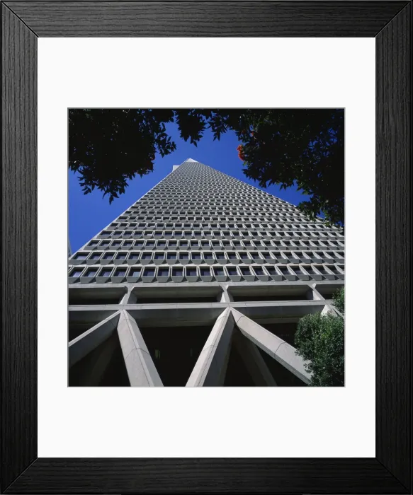 Framed Print : Close-up view looking straight up at the Transamerica Pyramid Framed Print : Close-up view looking straight up at the Transamerica Pyramid
