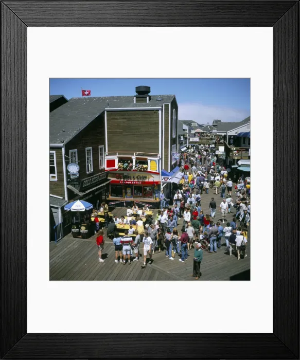 Framed Print : Pier 39 shops and restaurants near Fishermans Wharf Framed Print : Pier 39 shops and restaurants near Fishermans Wharf