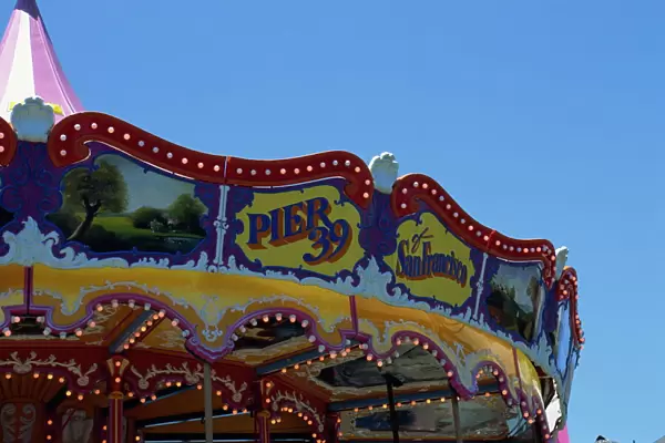 Detail of a decorated carousel on Pier 39
