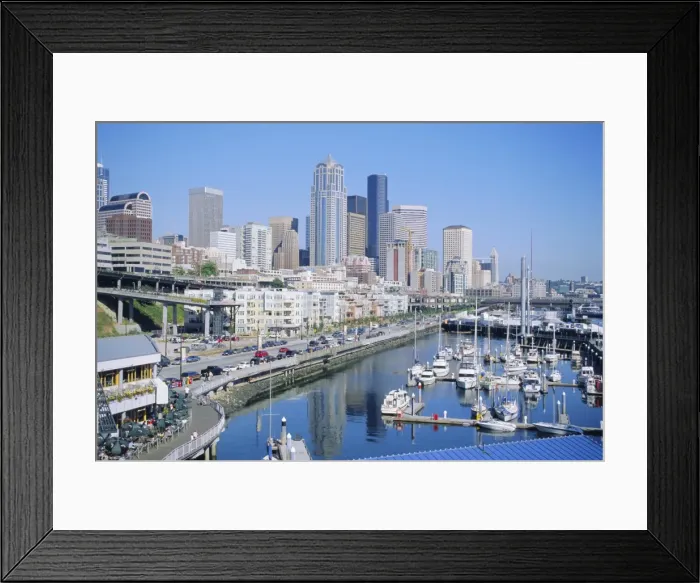 Framed Print : Waterfront and skyline of Seattle Framed Print : Waterfront and skyline of Seattle