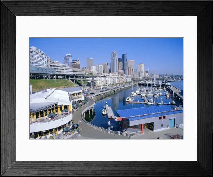 Framed Print : City skyline and waterfront Framed Print : City skyline and waterfront