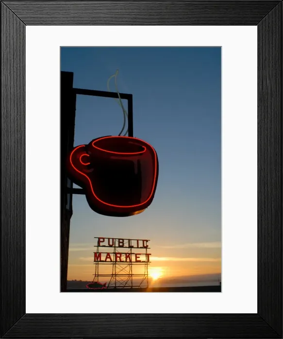 Framed Print : Neon sign for coffee Framed Print : Neon sign for coffee