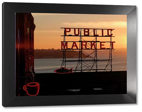 Pike Place market and Puget Sound