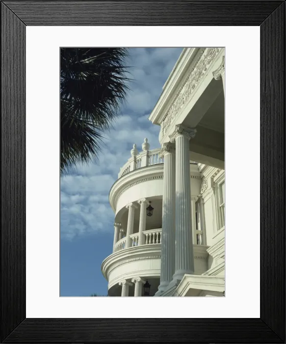 Framed Print : Detail of portico and Ionic columns of 25 East Battery Framed Print : Detail of portico and Ionic columns of 25 East Battery