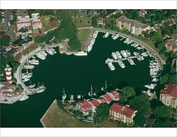 Aerial view of Hilton Head harbour town