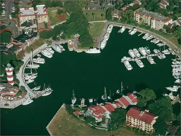 Aerial view of Hilton Head harbour town