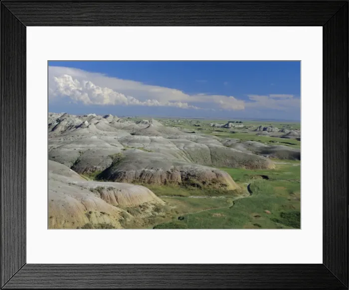 Framed Print : Gullies eroded into the Pierre shales Framed Print : Gullies eroded into the Pierre shales