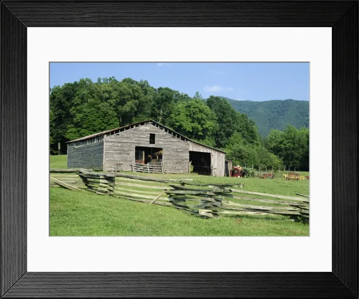 Framed Print : Old wooden barn on farmstead in the old pioneer community Framed Print : Old wooden barn on farmstead in the old pioneer community