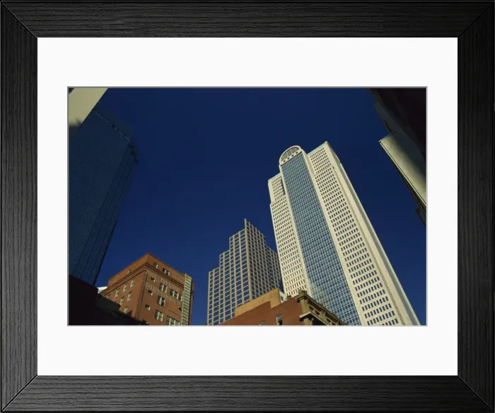 Framed Print : Old brick building contrasts with modern skyscrapers in Dallas Framed Print : Old brick building contrasts with modern skyscrapers in Dallas