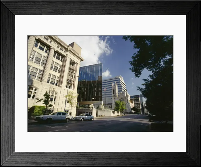 Framed Print : Old and new buildings downtown in the state capital Framed Print : Old and new buildings downtown in the state capital