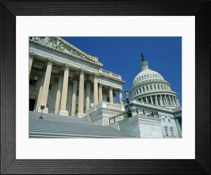 Framed Print : Colonnades and dome of the Capitol in Washington D Framed Print : Colonnades and dome of the Capitol in Washington D