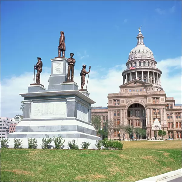 Alamo Monument and the State Capitol in Austin