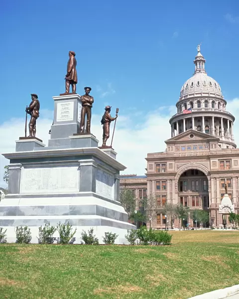 Alamo Monument and the State Capitol in Austin