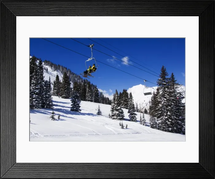 Framed Print : A chair lift carries skiers at Alta Framed Print : A chair lift carries skiers at Alta