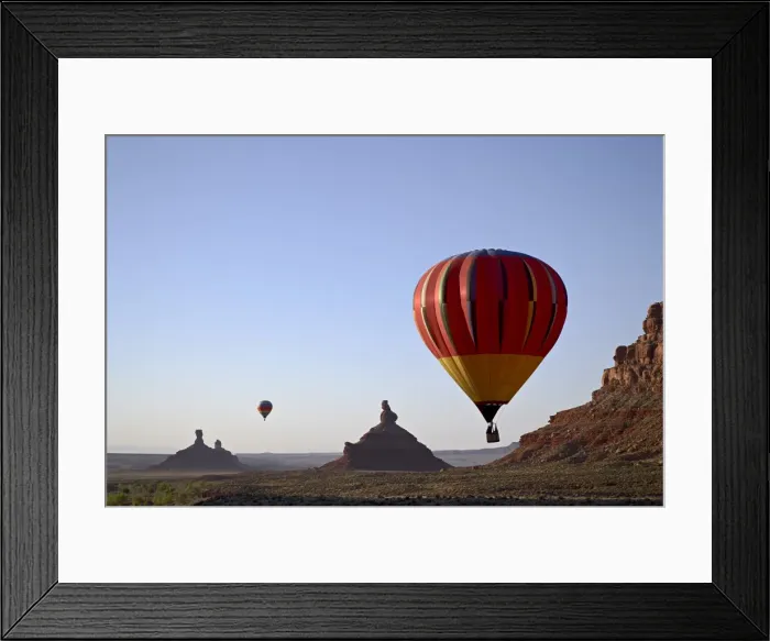 Framed Print : Formations in Valley of the Gods with two hot air balloons Framed Print : Formations in Valley of the Gods with two hot air balloons