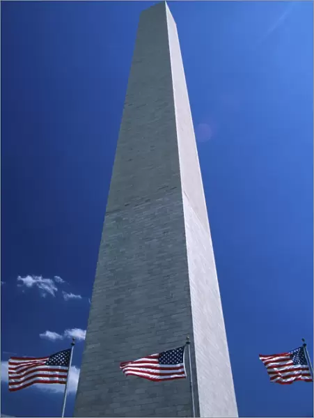 Washington Monument and stars and stripes flags, Washington D