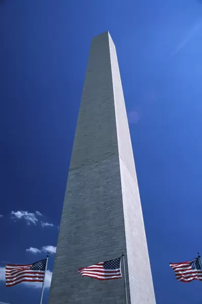 Washington Monument and stars and stripes flags, Washington D