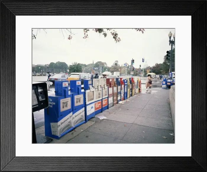 Framed Print : Newspaper dispensers, Washington D Framed Print : Newspaper dispensers, Washington D