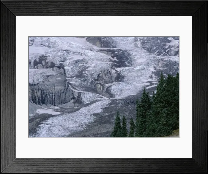 Framed Print : The Nisqually Glacier that flows from the peak of 4394m Framed Print : The Nisqually Glacier that flows from the peak of 4394m