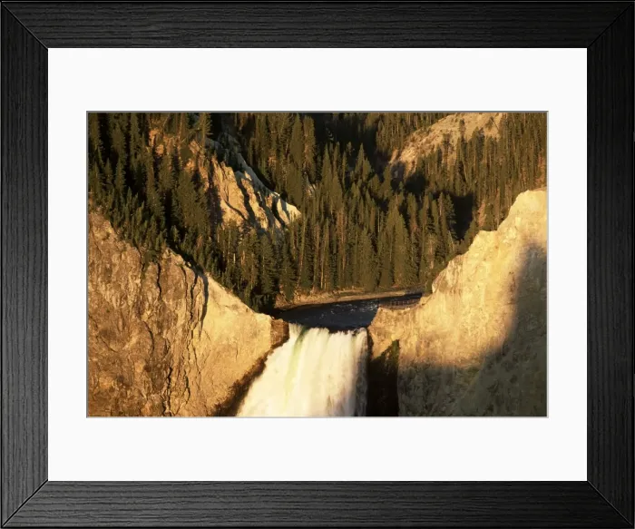 Framed Print : Top of the Lower Falls from Lookout Point at sunrise Framed Print : Top of the Lower Falls from Lookout Point at sunrise