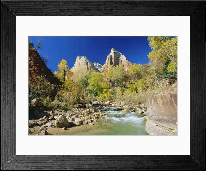 Framed Print : Peaks of Abraham and Isaac tower above the Virgin River Framed Print : Peaks of Abraham and Isaac tower above the Virgin River