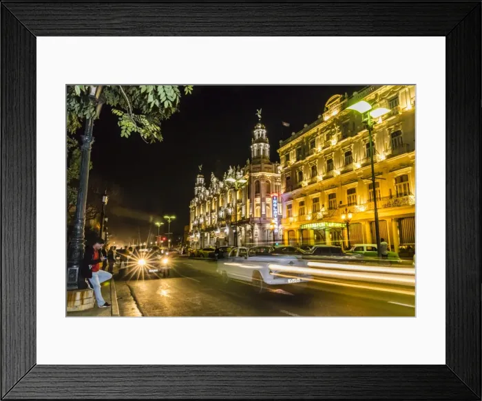 Framed Print : Cityscape view of the Hotel Inglaterra taken at night, taken from the Prado in old Havana Framed Print : Cityscape view of the Hotel Inglaterra taken at night, taken from the Prado in old Havana