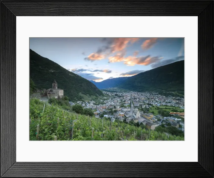 Framed Print : Ancient Xenodochio of Santa Perpetua on hills above the town of Tirano, province of Sondrio Framed Print : Ancient Xenodochio of Santa Perpetua on hills above the town of Tirano, province of Sondrio