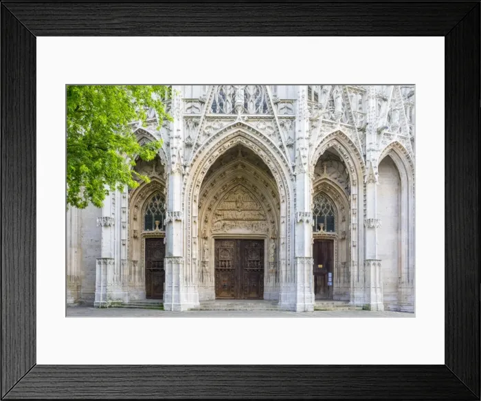 Framed Print : Front portal entrance to Eglise Saint-Maclou church, Rouen, Seine-Maritime Department Framed Print : Front portal entrance to Eglise Saint-Maclou church, Rouen, Seine-Maritime Department
