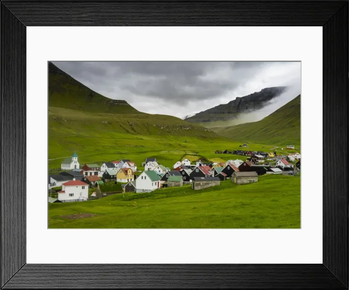 Framed Print : Colourful houses in the village of Gjogv, Estuyroy, Faroe Islands, Denmark, Europe Framed Print : Colourful houses in the village of Gjogv, Estuyroy, Faroe Islands, Denmark, Europe