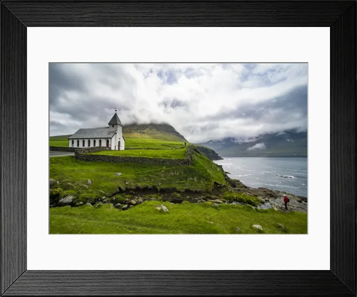 Framed Print : Vidareidi church in Vidoy, Faroe Islands, Denmark, Europe Framed Print : Vidareidi church in Vidoy, Faroe Islands, Denmark, Europe