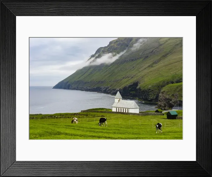 Framed Print : Vidareidi church in Vidoy, Faroe Islands, Denmark, Europe Framed Print : Vidareidi church in Vidoy, Faroe Islands, Denmark, Europe