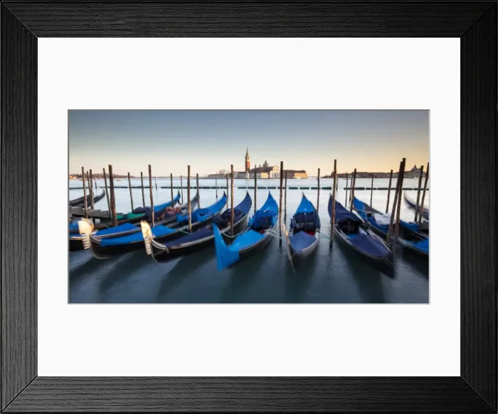 Framed Print : View towards San Giorgio Maggiore from Riva Degli Schiavoni, with gondolas in foreground Framed Print : View towards San Giorgio Maggiore from Riva Degli Schiavoni, with gondolas in foreground