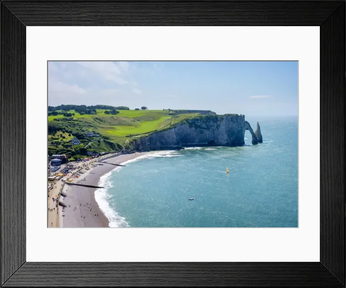 Framed Print : White chalk cliffs and Aiguille d Etretat, natural stone arch on the coast, Etretat Framed Print : White chalk cliffs and Aiguille d Etretat, natural stone arch on the coast, Etretat
