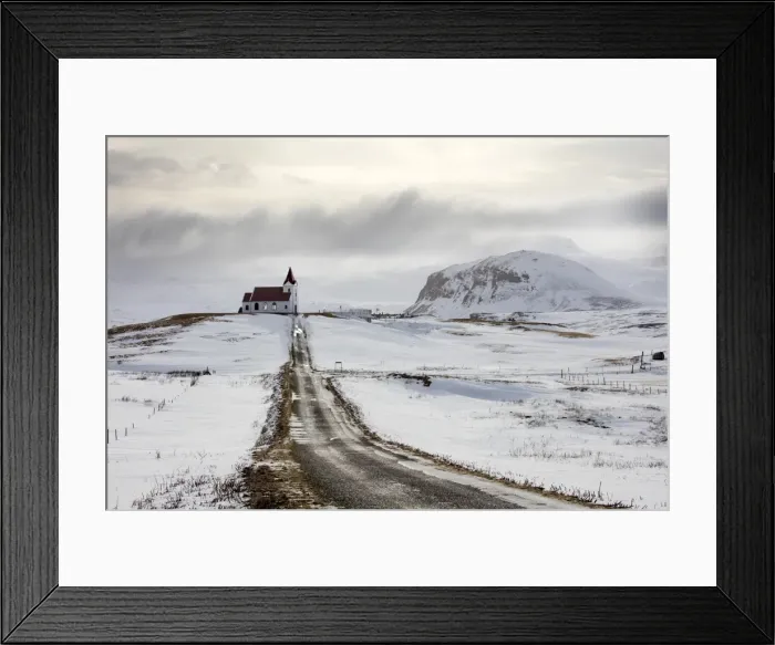 Framed Print : Isolated church (Ingjaldscholskirkja) in winter near Rif on the Snaefellsnes Peninsula Framed Print : Isolated church (Ingjaldscholskirkja) in winter near Rif on the Snaefellsnes Peninsula