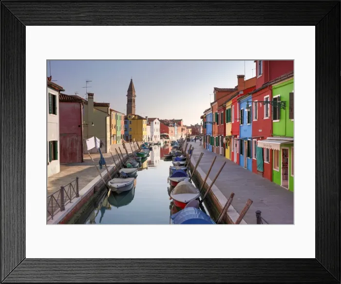 Framed Print : Colourful houses and reflections in canal, Island of Burano, Venice, UNESCO World Heritage Site Framed Print : Colourful houses and reflections in canal, Island of Burano, Venice, UNESCO World Heritage Site