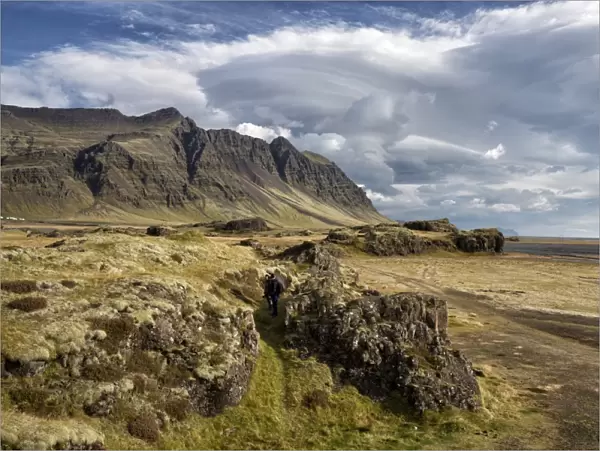 Dramatic cloud formations over landscape, near Vik Y Myrdal, South Iceland, Polar Regions