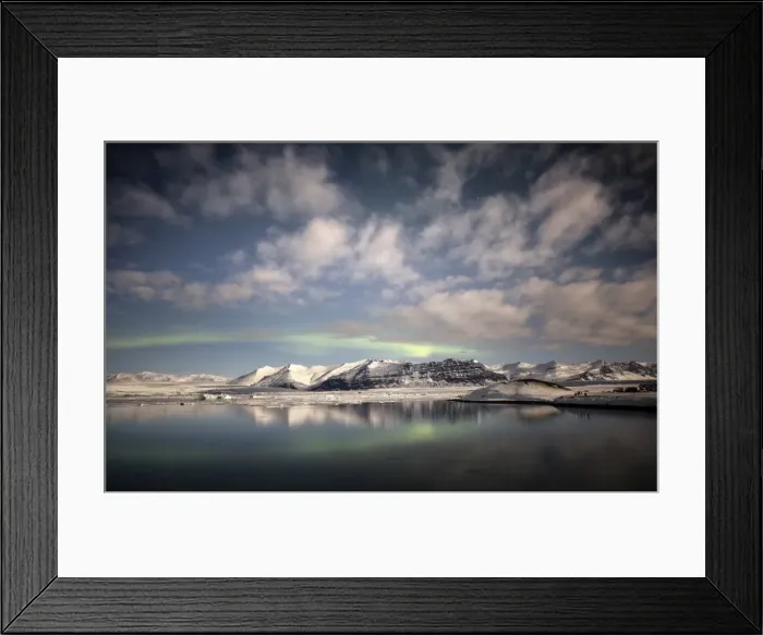 Framed Print : Weak winter Aurora Borealis (Northern Lights) over Jokulsarlon Glacial Lagoon, South Iceland Framed Print : Weak winter Aurora Borealis (Northern Lights) over Jokulsarlon Glacial Lagoon, South Iceland