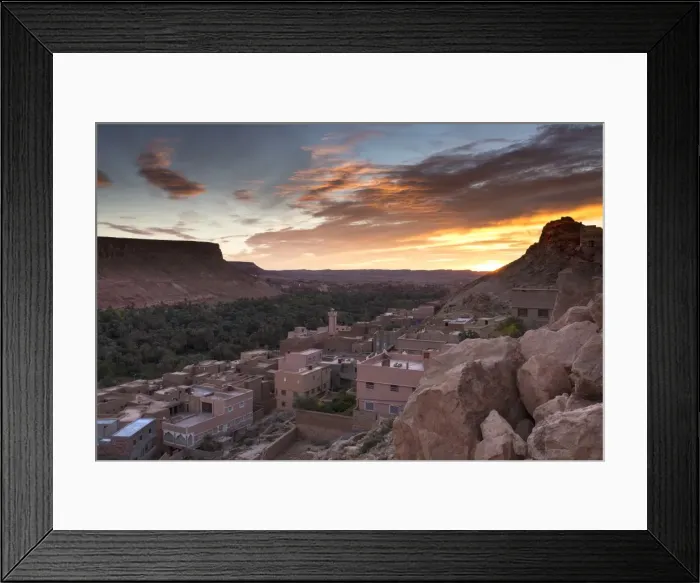 Framed Print : Sunrise over village south of the Todra Gorge near Tinerhir, Morocco, North Africa Framed Print : Sunrise over village south of the Todra Gorge near Tinerhir, Morocco, North Africa