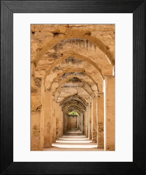Framed Print : Arches inside Hri Souani, the Royal Stables of Moulay Ismail, Meknes, Morocco, North Africa Framed Print : Arches inside Hri Souani, the Royal Stables of Moulay Ismail, Meknes, Morocco, North Africa