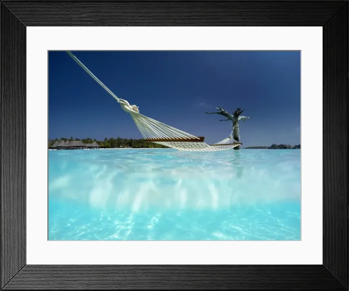Framed Print : Hammock in the lagoon at Gili Lankanfushi Resort, Maldives, Indian Ocean, Asia Framed Print : Hammock in the lagoon at Gili Lankanfushi Resort, Maldives, Indian Ocean, Asia