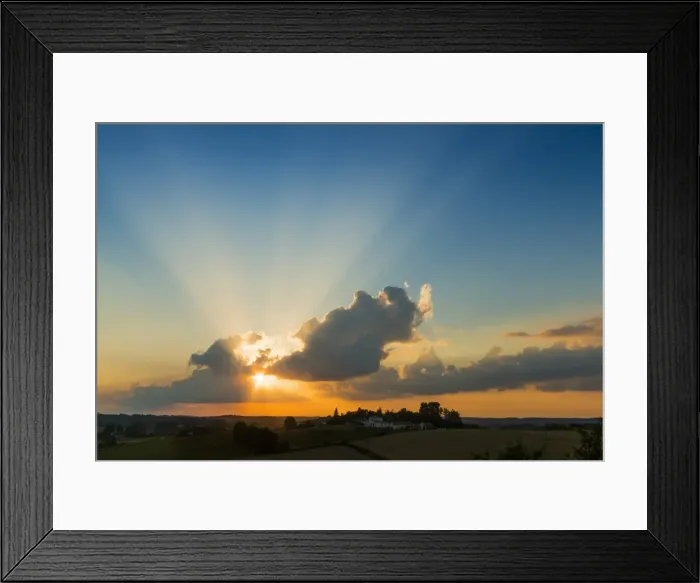 Framed Print : View westwards at sunset from this quiet hilltop village near Duras, Levignac-de-Guyenne Framed Print : View westwards at sunset from this quiet hilltop village near Duras, Levignac-de-Guyenne