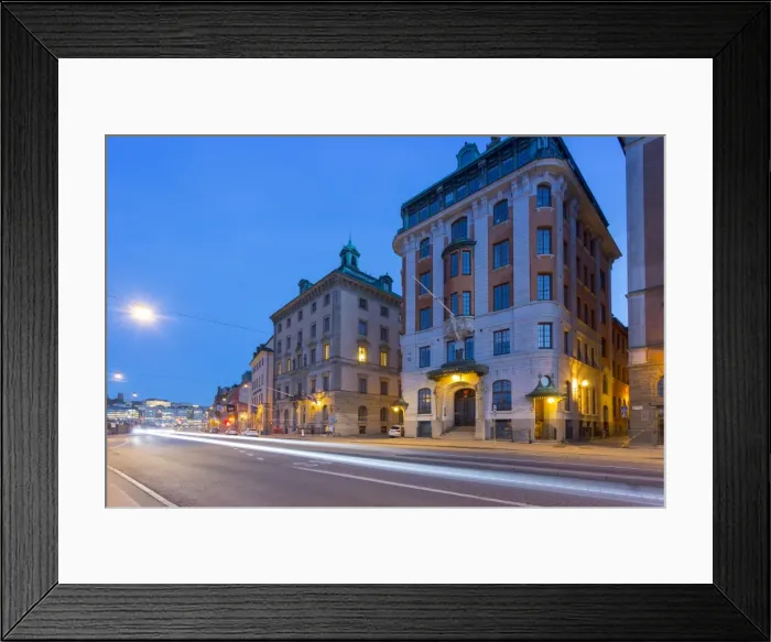 Framed Print : Architecture on Skeppsbron at dusk, Gamla Stan, Stockholm, Sweden, Scandinavia, Europe