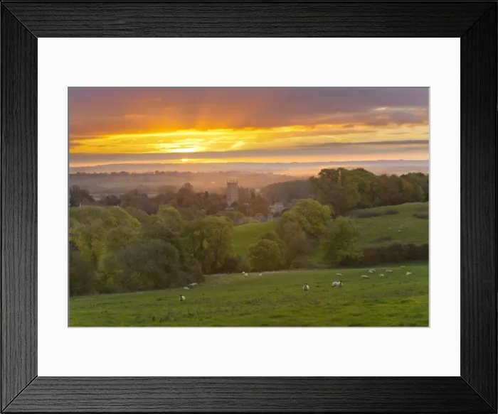 Framed Print : Cotswold countryside and St. James Church at dawn, Chipping Campden, Cotswolds, Gloucestershire Framed Print : Cotswold countryside and St. James Church at dawn, Chipping Campden, Cotswolds, Gloucestershire