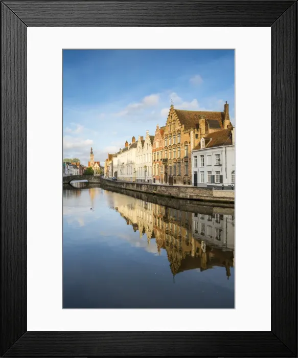 Framed Print : Houses reflected in the Langerei canal, Bruges, West Flanders province, Flemish region Framed Print : Houses reflected in the Langerei canal, Bruges, West Flanders province, Flemish region