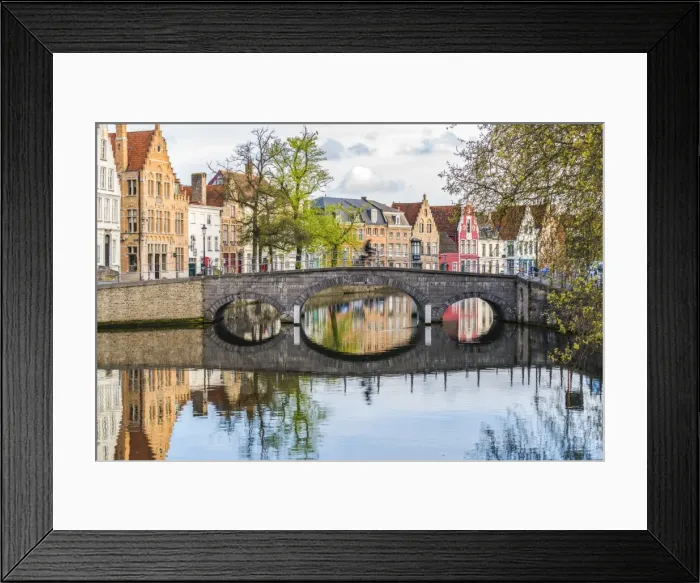 Framed Print : Bridge and houses on Langerei canal, Bruges, West Flanders province, Flemish region Framed Print : Bridge and houses on Langerei canal, Bruges, West Flanders province, Flemish region
