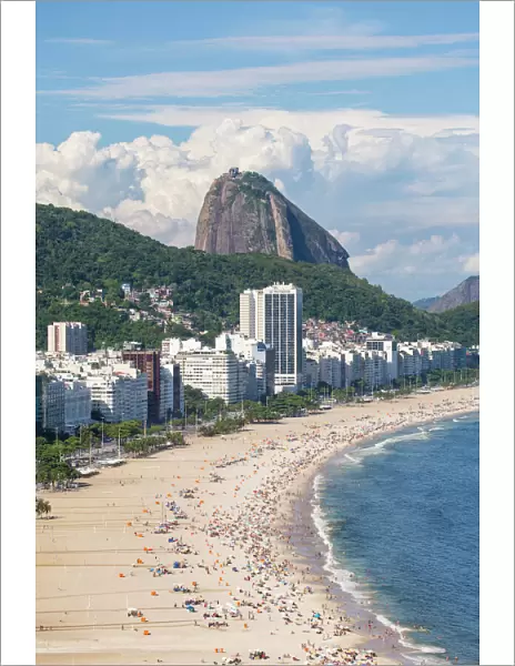 Elevated view of Copacabana beach, Rio de Janeiro, Brazil, South America