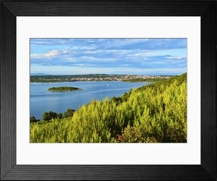 Framed Print : The town of Porer from Mount Kope, Kamenjak National Park, Istria, Croatia, Europe