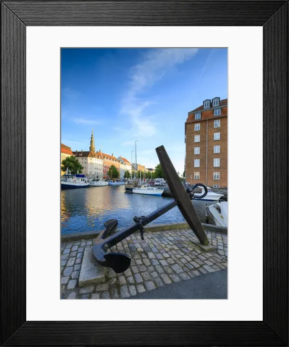 Framed Print : Sculpture of an anchor on the banks of Christianshavn Canal with Church of Our Saviour Framed Print : Sculpture of an anchor on the banks of Christianshavn Canal with Church of Our Saviour