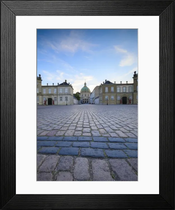 Framed Print : View of Amalienborg Palace towards Marble Church from Palace Square, Copenhagen, Denmark Framed Print : View of Amalienborg Palace towards Marble Church from Palace Square, Copenhagen, Denmark